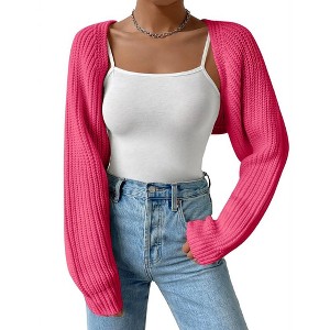 Womens Cardigan Long Sleeve Open Front Sweater Shrug Midweight Cozy Bolero for Winter Cable Knit Ribbed Cuff Sweater Cardigan - 1 of 4