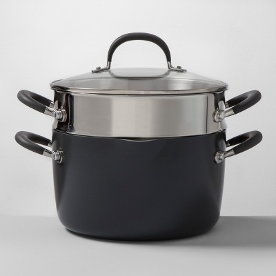 Photo 1 of Ceramic Coated Aluminum 6qt Lidded Stock Pot with Steamer Insert - Made By Design™