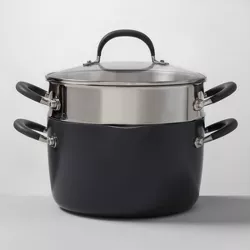 Ceramic Coated Aluminum 6qt Lidded Stock Pot with Steamer Insert - Made By Design™