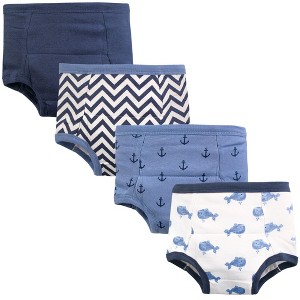 Hudson Baby Infant and Toddler Boy Cotton Training Pants, Blue Whales - 1 of 1