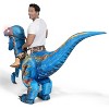Joyfy Adult Halloween Costume Inflatable Dinosaur Costume,  Riding a Light-Up Eyes T-rex Rawr Blow Up Costumes, Halloween Parties Costume - 2 of 4