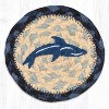Earth Rugs Dolphin Printed Coaster – 5"x5" Braided Jute, Coastal Ocean-Inspired Eco Table Decor - 2 of 3