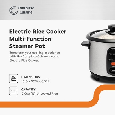 Compact Stainless Steel Multi-Function Rice Cooker, 10-Cup, Silver