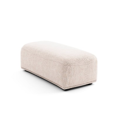 HOMES: Inside + Out Povoa Modern Modular Rectangle Ottoman Light Brown Chenille