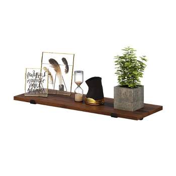 SONGMICS Wall Shelves Floating Shelves Set of 2 Rustic Decorative Shelves in Retro Style Brown