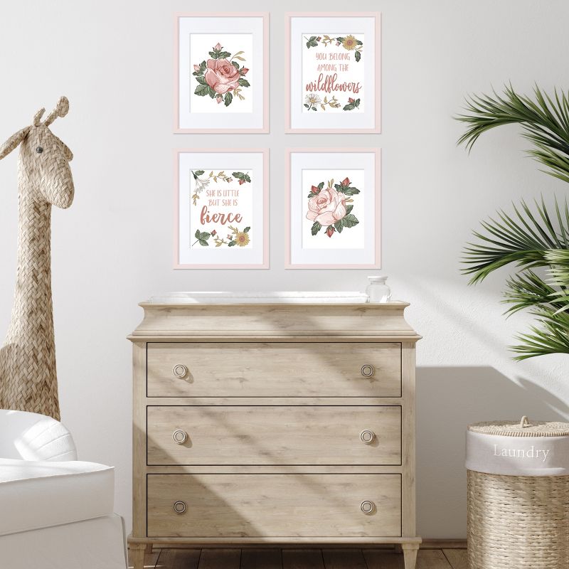 Sweet Jojo Designs Girl Unframed Wall Art Prints for Décor Vintage Floral Collection Pink and Green 4pc, 5 of 8