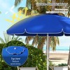 5.7' Beach Umbrella for Travel with Tilt, Adjustable Height, 2 Cup Holders, Hooks, Vent, Ruffles - 4 of 4
