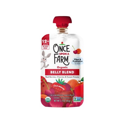 Once Upon a Farm Belly Blends Red Berries, Cherries and Sweet Potato Fruit Pouch - 3.2oz