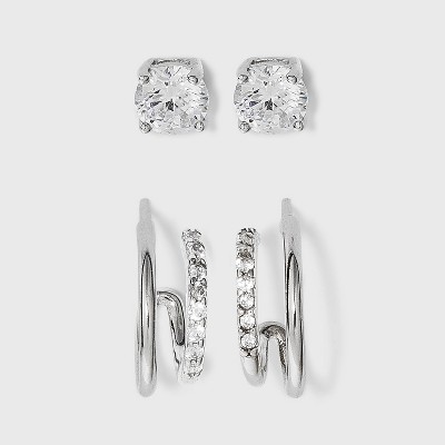 Sterling Silver Twist Hoop Earrings - A New Day™ Silver : Target