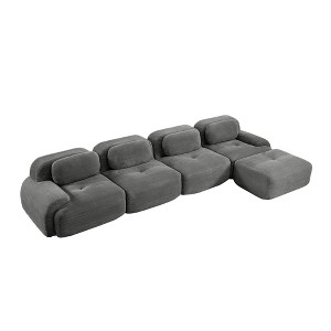 157" Corduroy Modular L-Shaped Sectional Sofa with Ottoman - 1 of 4