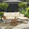 Modern L-Shaped Rattan Patio Set - Detachable Lounger, Tempered Glass Table & All-Weather Cushions for Poolside/Balcony - 3 of 4