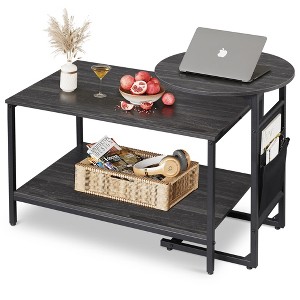 Coffee Table, 31.3" and 18.7" Small Coffee Tables , Modern Center Table and Side Table Set with Storage Side Pouch - 1 of 4