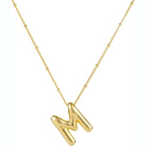 Personalized Balloon Letter Necklace 14K Gold Plated Alphabet Jewelry - 1 of 4
