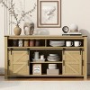 59.3'' Farmhouse Sideboard Buffet with Sliding Barn Doors & Open Shelves, Rustic Storage Cabinet for Living Dining Room-3irtyhousy - 2 of 4