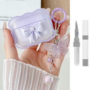 HTUTWOO Compatible with AirPods Pro 2/1 Case , 3D Bow Pattern iPods Pro 2 Cases with Keychain, Protective Case,Cleanner Kit for Girls Women - 1 of 4