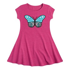 Girls' - Instant Message - Flower Butterfly Fit & Flair Cap Sleeve Graphic Dress - 1 of 3