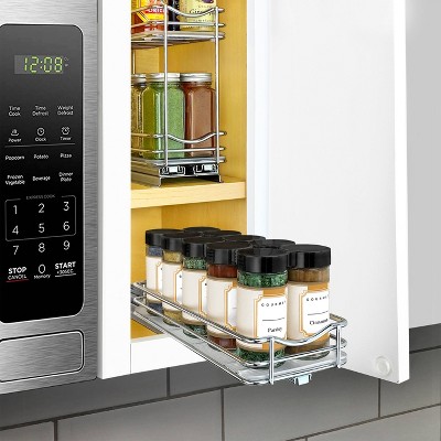 Lynk Professional Slide Out Spice Rack Upper Cabinet Organizer- 4" Wide: Chrome-Plated Kitchen Storage, Pull Out System — фото 2