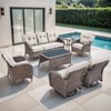 Belord Brown Wicker 7 Piece Patio Furniture Set with 5" Thick Cushions, Outdoor Patio Furniture Set with Swivel Gliding Rocker Chairs and Club Chairs - 3 of 4