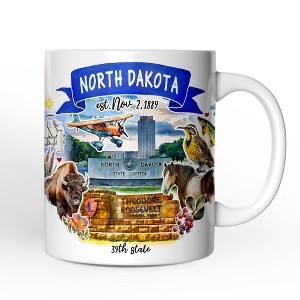 Artistic North Dakota State Themes and Landmarks Mug (Non-Custom Only)| OrnamentallyYou - 1 of 4