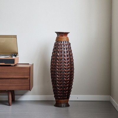 Infurnic Decorative Vases Metal Vases Stunning Vases Vase with Modern Design for Elegant and Versatile Home Decor, Brown, 9.84"*9.84"*40.9"