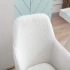 GlasFlength Task and Office Chairs Modern Teddy Fabric Adjustable Height Swivel Chair with Gold Base for Home Office, White, 24.8"*22.8"*33.8" - 3 of 4