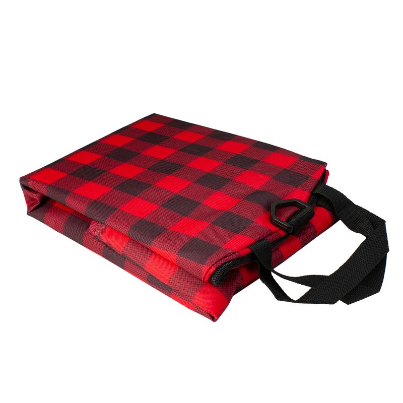 Northlight 30" Heavy Duty Red and Black Plaid Christmas Wreath Storage Bag with Handles, 3 of 5