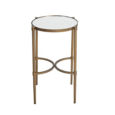 Lia 23" Antique Bronze Metal and Glass Oval Accent Table