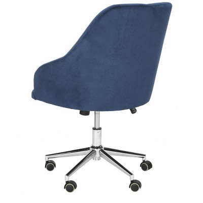 Evelynn Navy Tufted Velvet Swivel Arm Chair with Chrome Legs