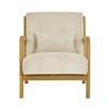 Wood Frame Lounge Chair with Corduroy Upholstery, Plush Ribbed Seat and Matching Lumbar Cushion, Scandinavian Design - 2 of 4
