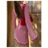 Coolmee Women's Striped Beach Cover Ups  Round Neck Bell Sleeve Slim Fitted  Summer Vacation Outfits Mini Dress - 2 of 4