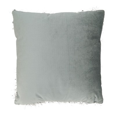 Gray Shaggy Shimmer Poly-Filled Square Throw Pillow