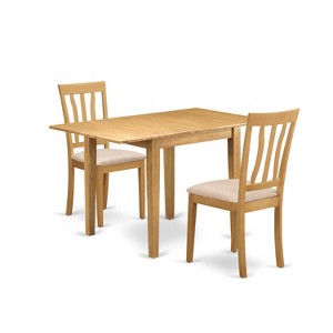 HomeStock 3-Piece Natural Brown Oak Finish Solid Wood Top Dining Table Set - 1 of 4