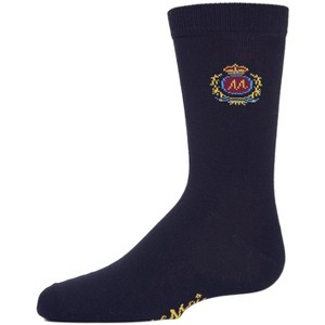 Memoi Boys' Sophisti-Crest Mercerized Cotton Blend Crew Socks - 1 of 2