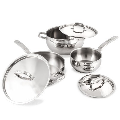 Belly Shape 9.5" Stainless Steel Deep Skillet with Lid