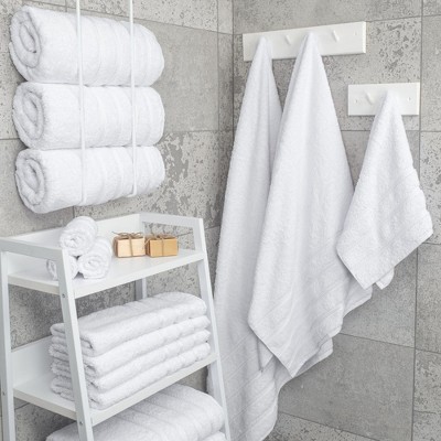 Luxury White Turkish Cotton 4-Piece Bath Towel Set