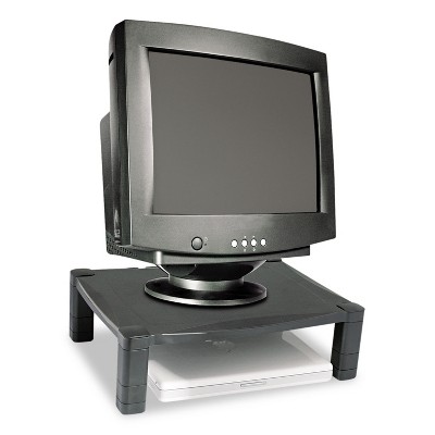 Black Adjustable Height Monitor Stand with Cable Management