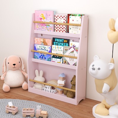 GlasFlength Decorative Bookshelf Creative and Unique Styling, Multifunctional Storage with Open Display Bookshelves, Pink,22.83”*7.08”*31.88"
