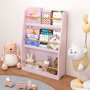 GlasFlength Decorative Bookshelf Creative and Unique Styling, Multifunctional Storage with Open Display Bookshelves, Pink,22.83”*7.08”*31.88" - 1 of 4