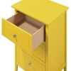 GlasFlength Nightstands Modern Three Drawer Bedside Table with Metal Handles Elegant Design for Bedroom Storage, Yellow, 19"*15"*25" - 3 of 4