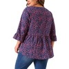 Agnes Orinda Women's Plus Size Babydoll Peplum High Low Hem V Neck 3/4 Sleeve Trendy Tops - 4 of 4