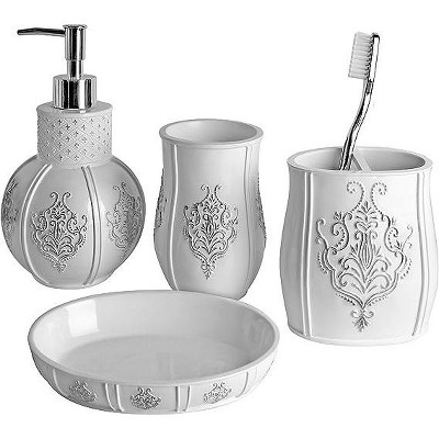 Creative Scents Polar White 3 Pcs Bathroom Set - Features: Soap Dispenser, Toothbrush  Holder, And Soap Dish : Target