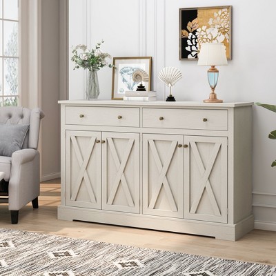 VYNXARIA Vintage Sideboard with X-Design, Two Drawers & Four Doors