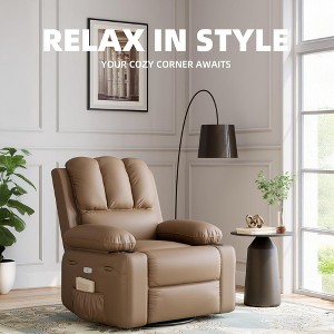 Oversized Swivel Recliner Chair with Heat & Massage - 360° Rotation Manual Rocking Chair - 1 of 4