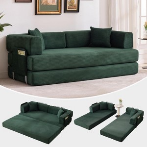 5-in-1 Convertible Sofa Bed, 78.8" Modular Corduroy Sleeper with Sturdy Frame,No Assembly, Multi-Functional Futon for Small Space, Living Room - 1 of 4
