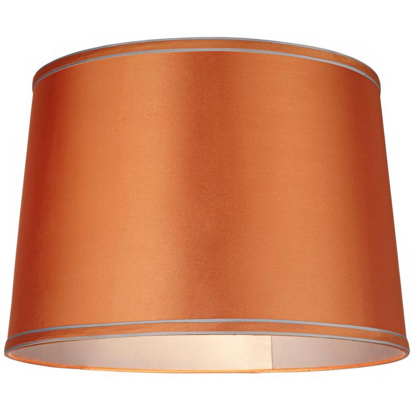 Springcrest Sydnee Satin Orange Medium Drum Lamp Shade 14" Top x 16" Bottom x 11" Slant x 11" High (Spider) Replacement with Harp and Finial, 3 of 8