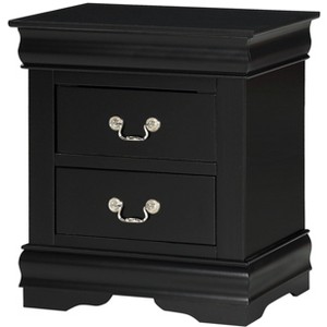 1pc Black Finish Two Drawers Louis Philip Nightstand Solid Wood Contemporary & Simple Style - 1 of 4