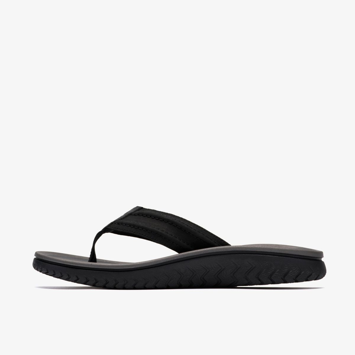Clarks Mens Wesley Surf Black Leather Sandals - thumbnail 2
