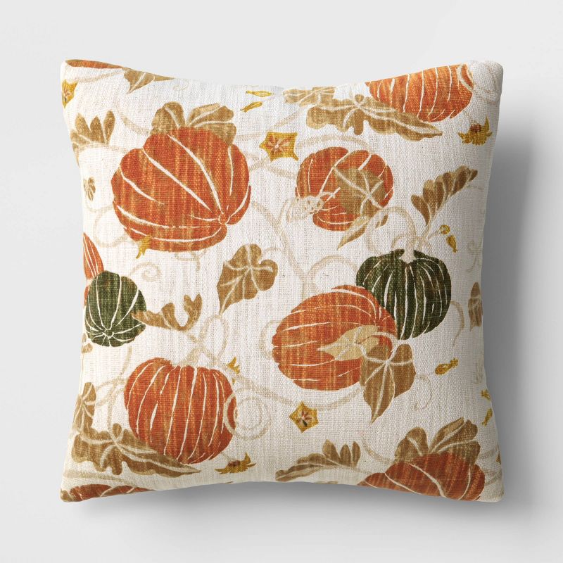 Printed Pumpkin Square Throw Pillow - Threshold™, 1 of 11