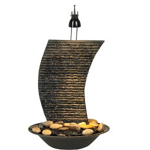 Water Ripple 17 1/4" High Small Zen Modern Indoor Decor Faux Stone Tabletop Fountain with Light Waterfall Desk Relaxation Bedroom - 1 of 4