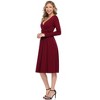 V Neck Casual Dress Long Sleeve Empire Waist Wrap Midi Party Dresses with Pockets - 4 of 4